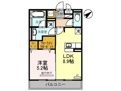 セレンディピティ堅田(1LDK/3階)の間取り写真