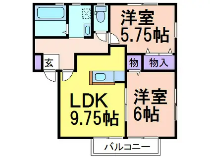レジデンス・ノヴァB(2LDK/1階)の間取り写真