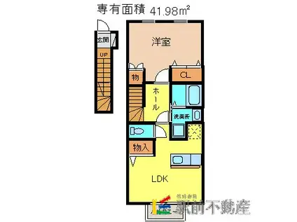 ラフィーネITO六番館(1LDK/2階)の間取り写真