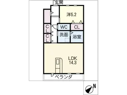 SORTE(1LDK/1階)の間取り写真