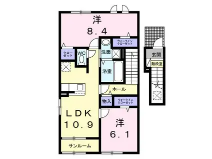 ニコリヴII(2LDK/2階)の間取り写真