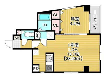 THE HOUSE MINOWA(1LDK/8階)の間取り写真