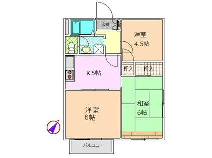 サングリーン用沢A(3K/2階)の間取り写真