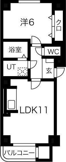 フレックス南郷通(1LDK/3階)の間取り写真