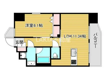 プレジオ都島ASIAN(1LDK/4階)の間取り写真