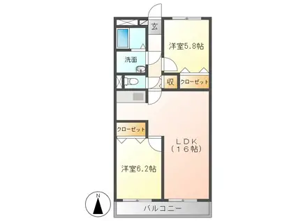 ア・ドリームYAMASHIN(2LDK/2階)の間取り写真