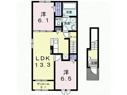 ホップV B(2LDK/2階)の間取り写真