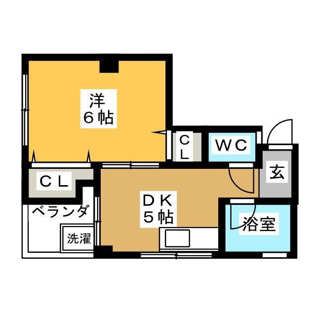 堀ビル(1DK/5階)の間取り写真