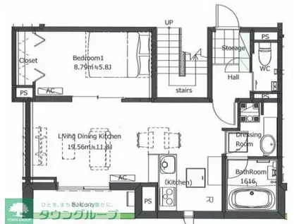 CASA ACCOGLIENTE(1LDK/1階)の間取り写真