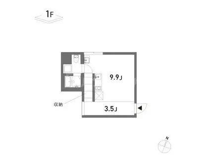 COLLAGE HOUSE(ワンルーム/1階)の間取り写真