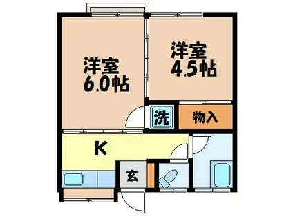 竹田アパート(2K/2階)の間取り写真