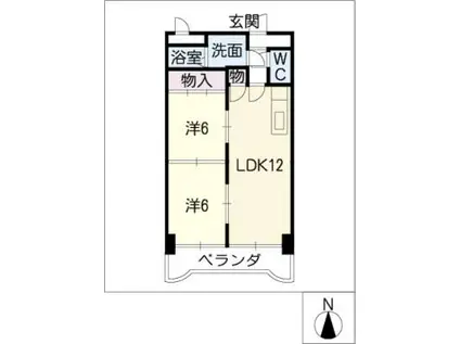 レジデンス岸野II(2LDK/3階)の間取り写真