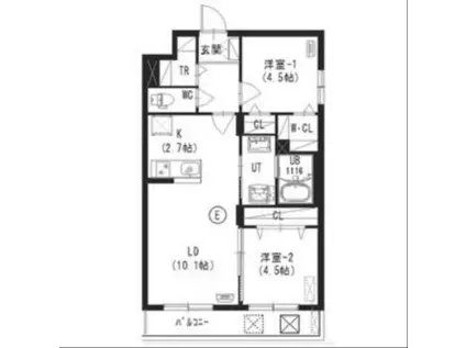 クレスト豊平公園(2LDK/4階)の間取り写真