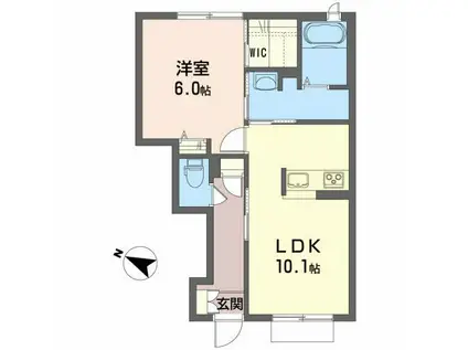 ミディ ソレイユ(1LDK/1階)の間取り写真