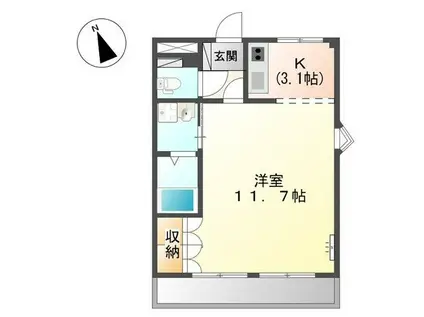 ヴィレッジ名草PARTIII(ワンルーム/2階)の間取り写真