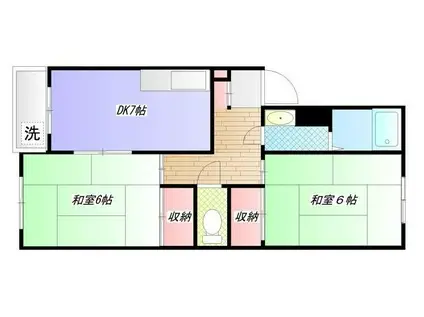 バームハイツ松尾(2DK/3階)の間取り写真