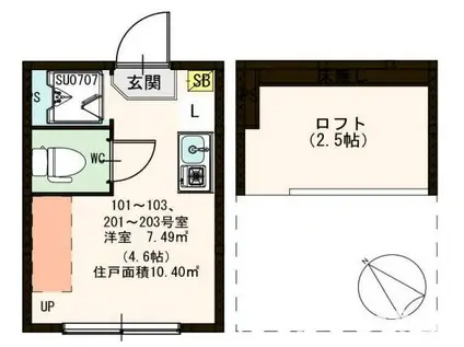 ハーモニーテラス板橋(ワンルーム/2階)の間取り写真