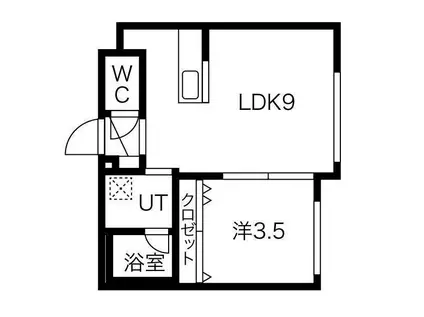 グランマーチ中島公園(1LDK/2階)の間取り写真