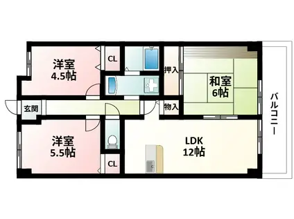 パシフィックマンション(3LDK/2階)の間取り写真