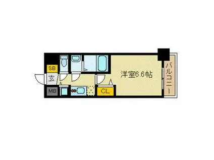 プレサンス名古屋STATIONフレア(1K/6階)の間取り写真