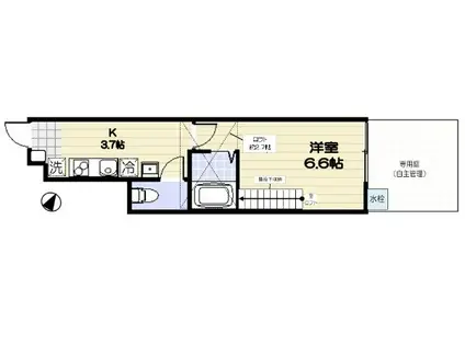 武蔵野テラス(1K/1階)の間取り写真