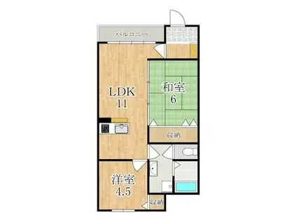 アルファプレイス(2LDK/1階)の間取り写真