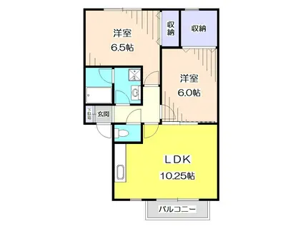 リーベンスB棟(2LDK/1階)の間取り写真