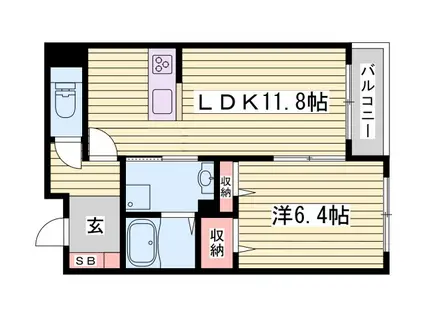 リメインらかんS棟(1LDK/2階)の間取り写真
