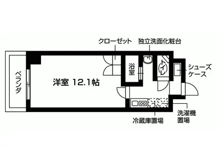 アネックス西洞院(1K/2階)の間取り写真