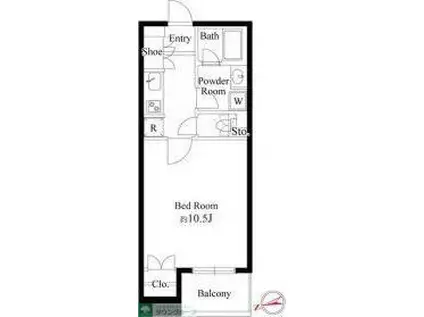 ボヌール麻布十番(1K/6階)の間取り写真