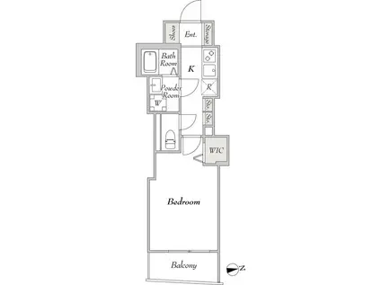 プルミエ市谷薬王寺(1K/5階)の間取り写真