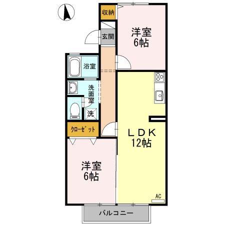 サニーハイムオーリ(2LDK/2階)の間取り写真