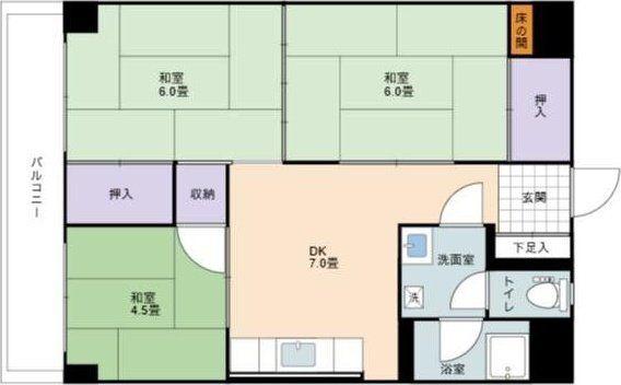 ディアライフ赤坂(3LDK/2階)の間取り写真