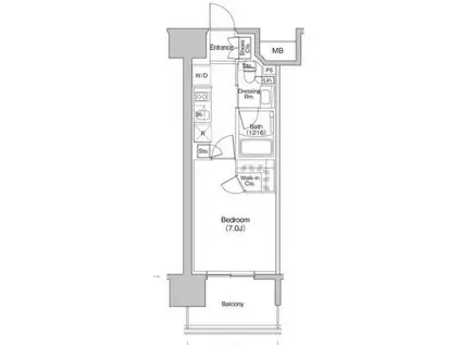 ザ・パークハビオ新栄(1DK/2階)の間取り写真