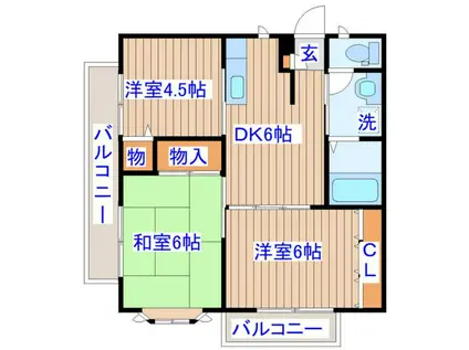 ビューシティ泉 VI(3DK/1階)の間取り写真