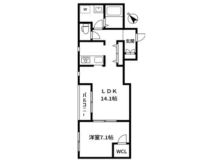 アロハス神楽坂(1LDK/2階)の間取り写真