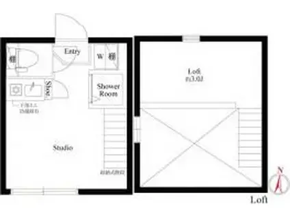 デルソルイケブクロ(ワンルーム/2階)の間取り写真