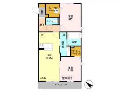 イルソーレ吉川美南 ロッソ(2LDK/2階)の間取り写真