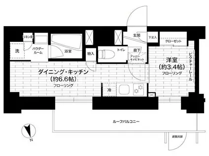 グランドコンシェルジュ練馬中村橋アジールコート(1DK/4階)の間取り写真