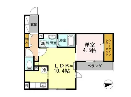 ルーチェ愛宕南(1LDK/2階)の間取り写真