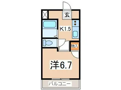 グランデージ虎丸(1K/3階)の間取り写真