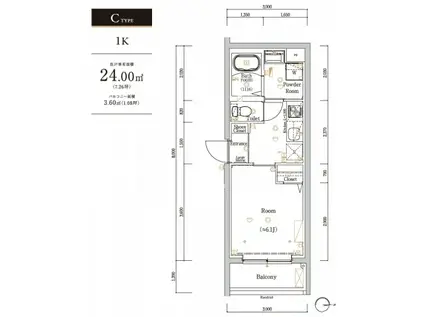 スカイコートソレア新丸子(1K/3階)の間取り写真