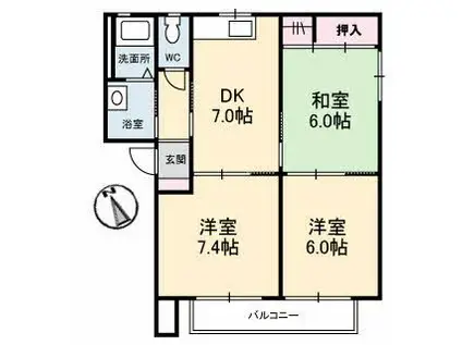 MEW HOUSE(3DK/1階)の間取り写真