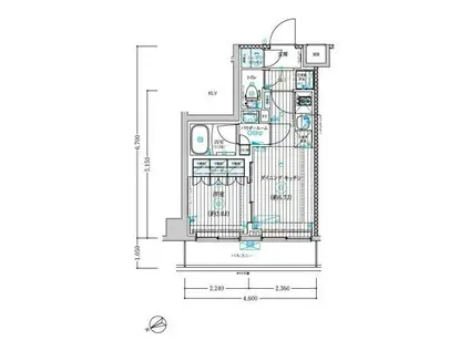 ブライズ調布飛田給(1DK/2階)の間取り写真