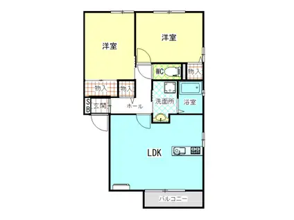 ミレニアムK2B(2LDK/1階)の間取り写真
