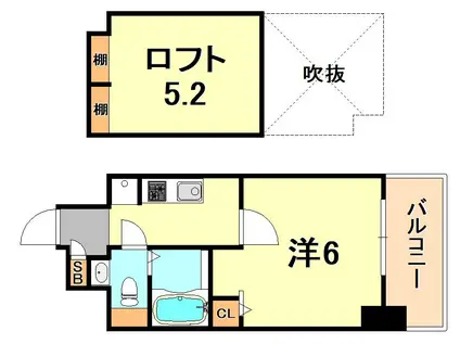 エステムコート神戸・県庁前Ⅳグランディオ(1K/6階)の間取り写真