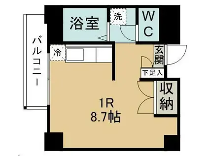 ベルコリーヌ小田原(ワンルーム/4階)の間取り写真