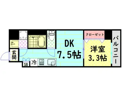 アーバンパーク弁天町(1DK/4階)の間取り写真