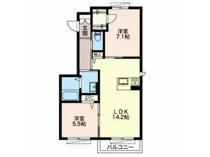 サンビレッジ大谷(2LDK/2階)の間取り写真