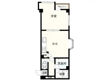 ピア与野本町(1DK/2階)の間取り写真